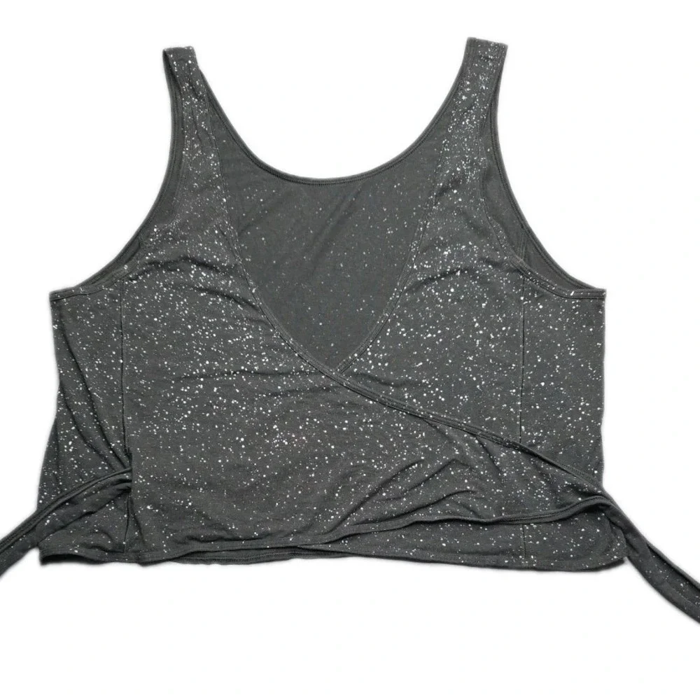 Lululemon Black V-Neck Tie Front Yoga Athletic Cropped Tank Top Womens sz L